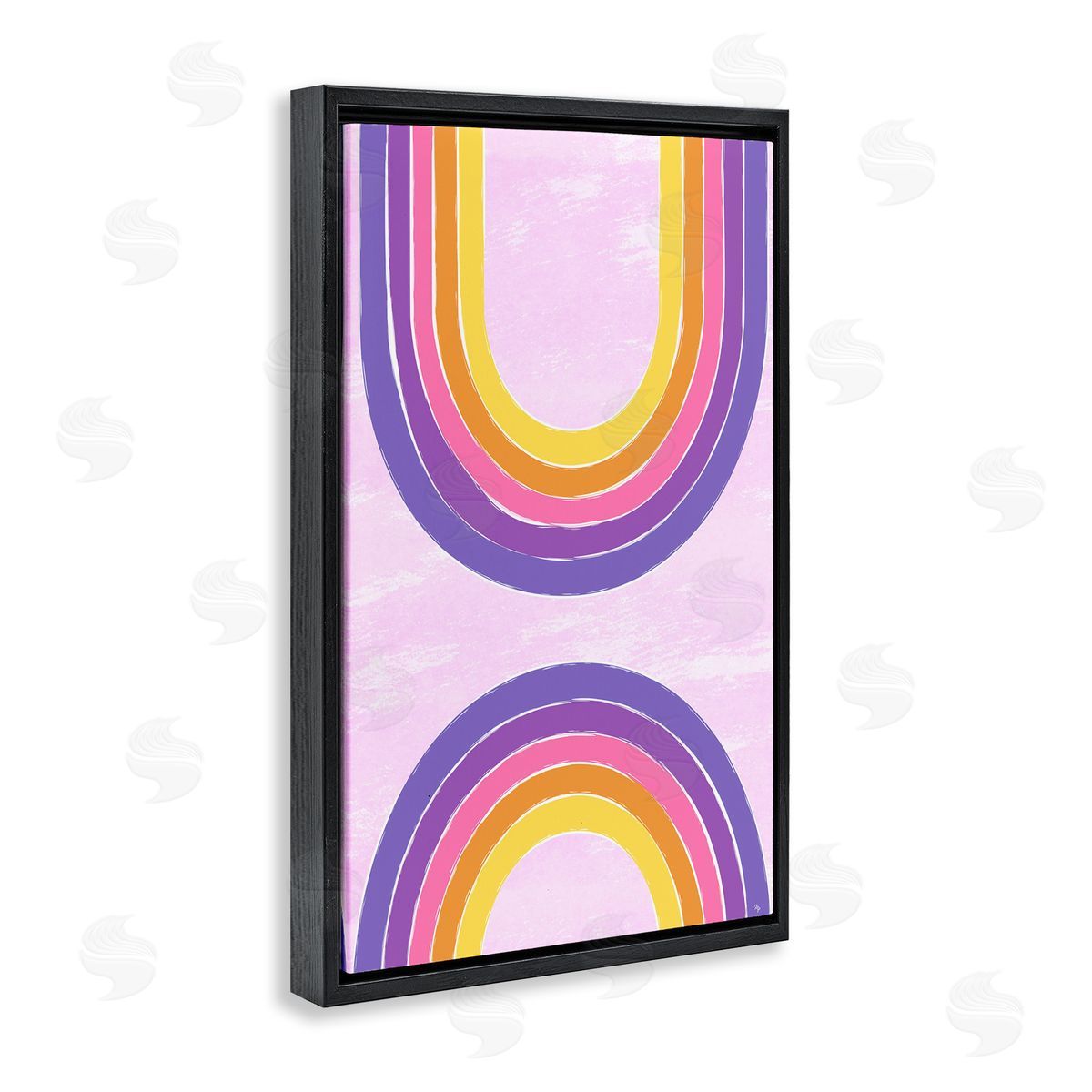 Purple Rainbow Arches Black Floating Frame Canvas Wall Art, Home Decor by Martina Pavlova