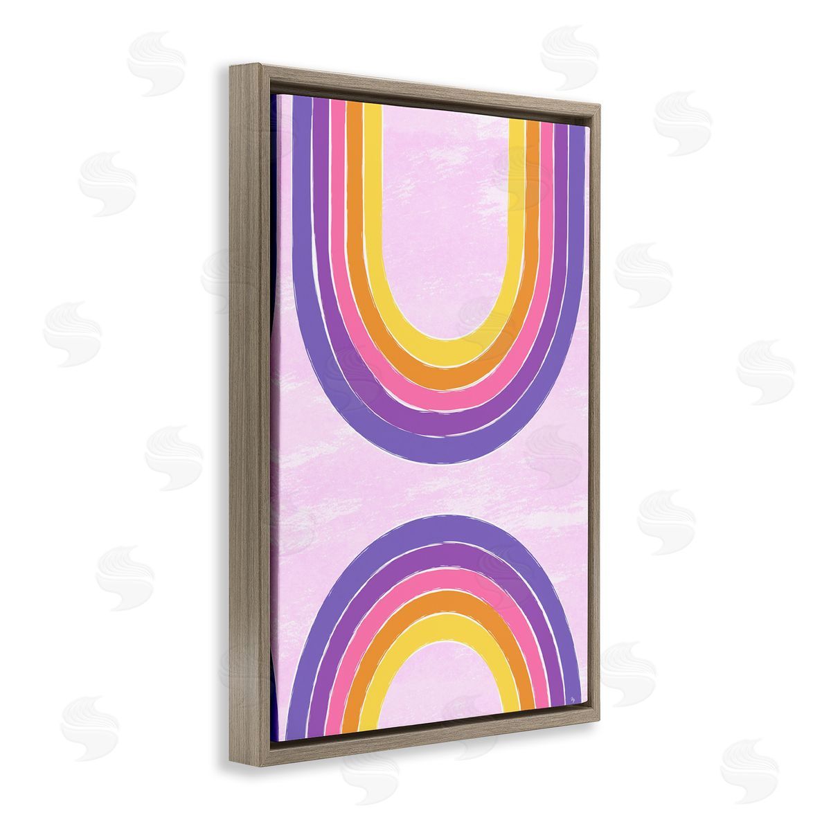 Purple Rainbow Arches Brown Floating Frame Canvas Wall Art, Home Decor by Martina Pavlova