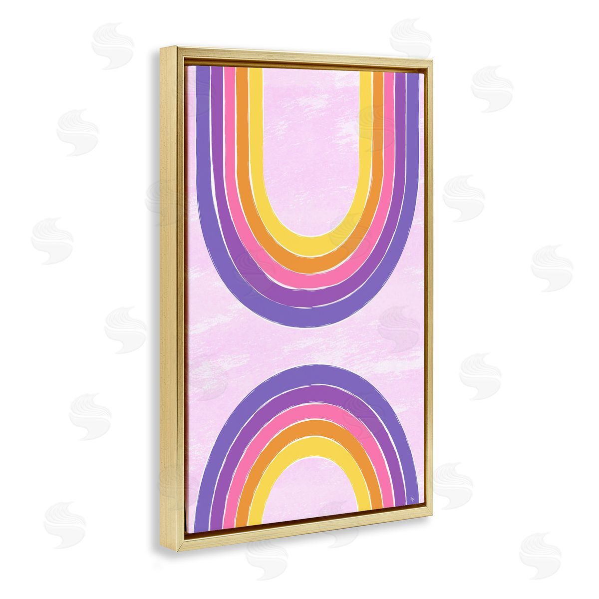 Purple Rainbow Arches Gold Floating Frame Canvas Wall Art, Home Decor by Martina Pavlova