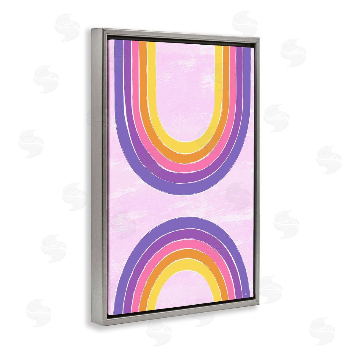 Purple Rainbow Arches Grey Floating Frame Canvas Wall Art, Home Decor by Martina Pavlova