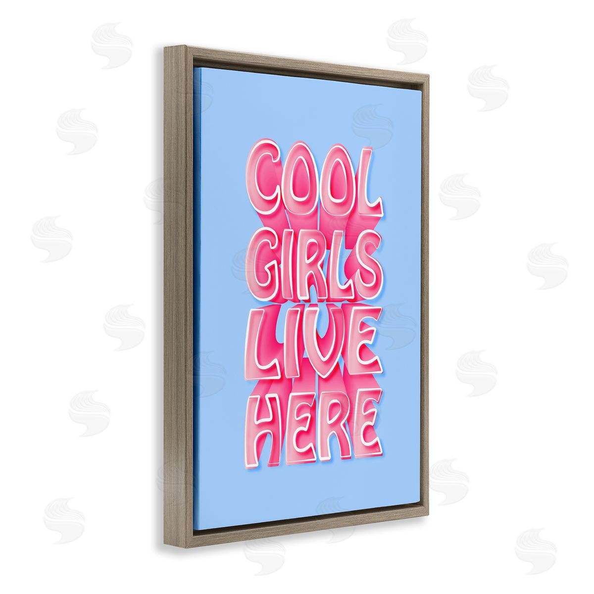 Cool Girls Live Here Brown Floating Frame Canvas Wall Art, Home Decor by Martina Pavlova