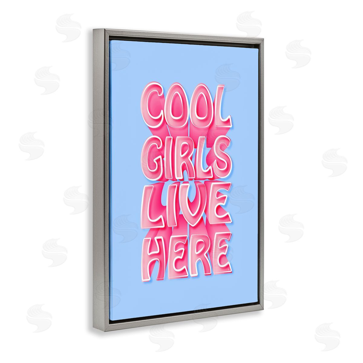 Cool Girls Live Here Grey Floating Frame Canvas Wall Art, Home Decor by Martina Pavlova
