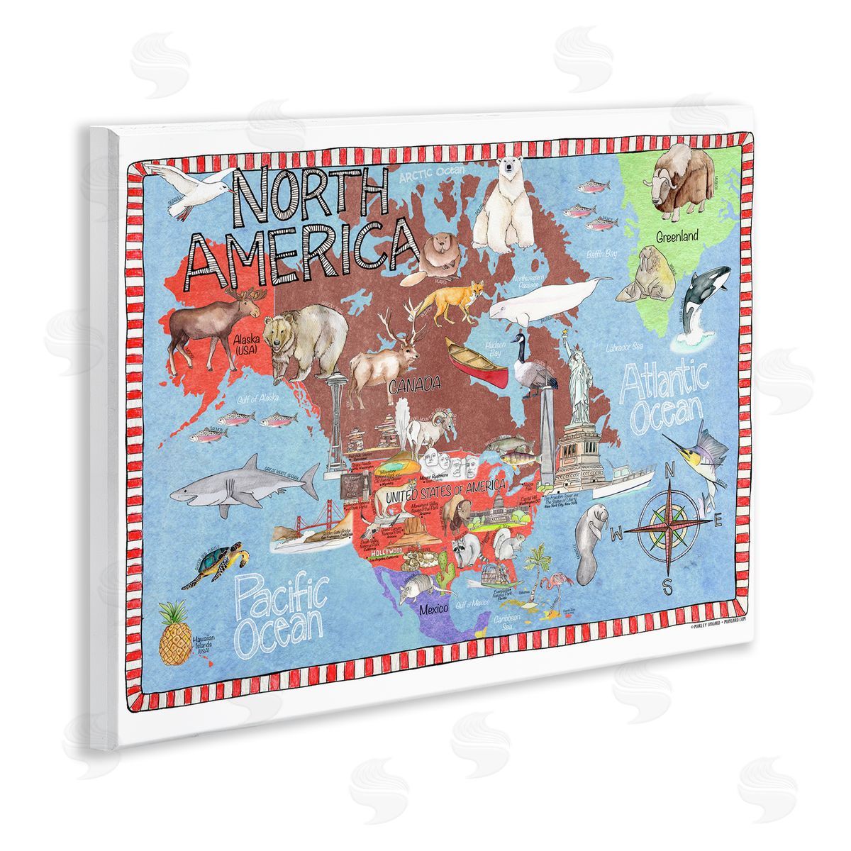 North America Map Wood Plaque Wall Art, Home Decor by Marley Ungaro