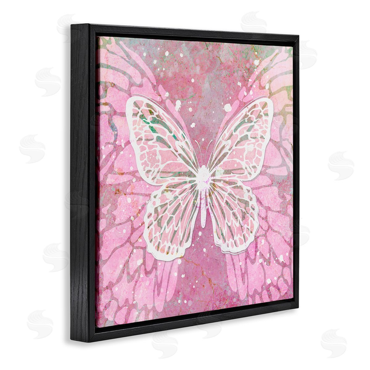 Martina Pavlova Pink Butterfly Wings Black Floating Frame Canvas Wall Art Print