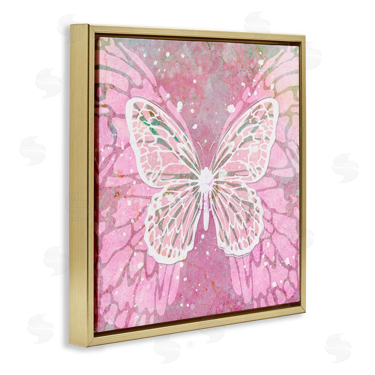 Martina Pavlova Pink Butterfly Wings Gold Floating Frame Canvas Wall Art Print