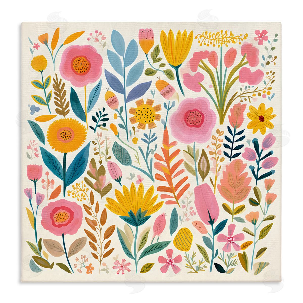 Petal Prints Design Cottage Florals Pattern Canvas Wall Art Print