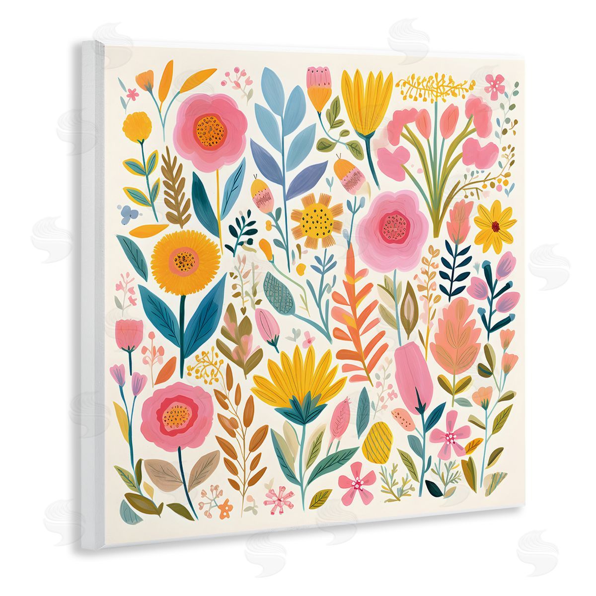 Petal Prints Design Cottage Florals Pattern Wooden Wall Plaque Art Print