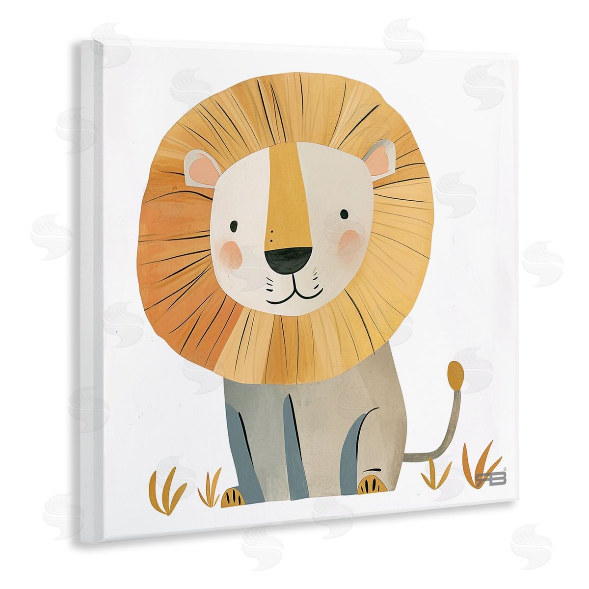 RB Smiling Whimsical Lion Wooden Wall Plaque Art Print