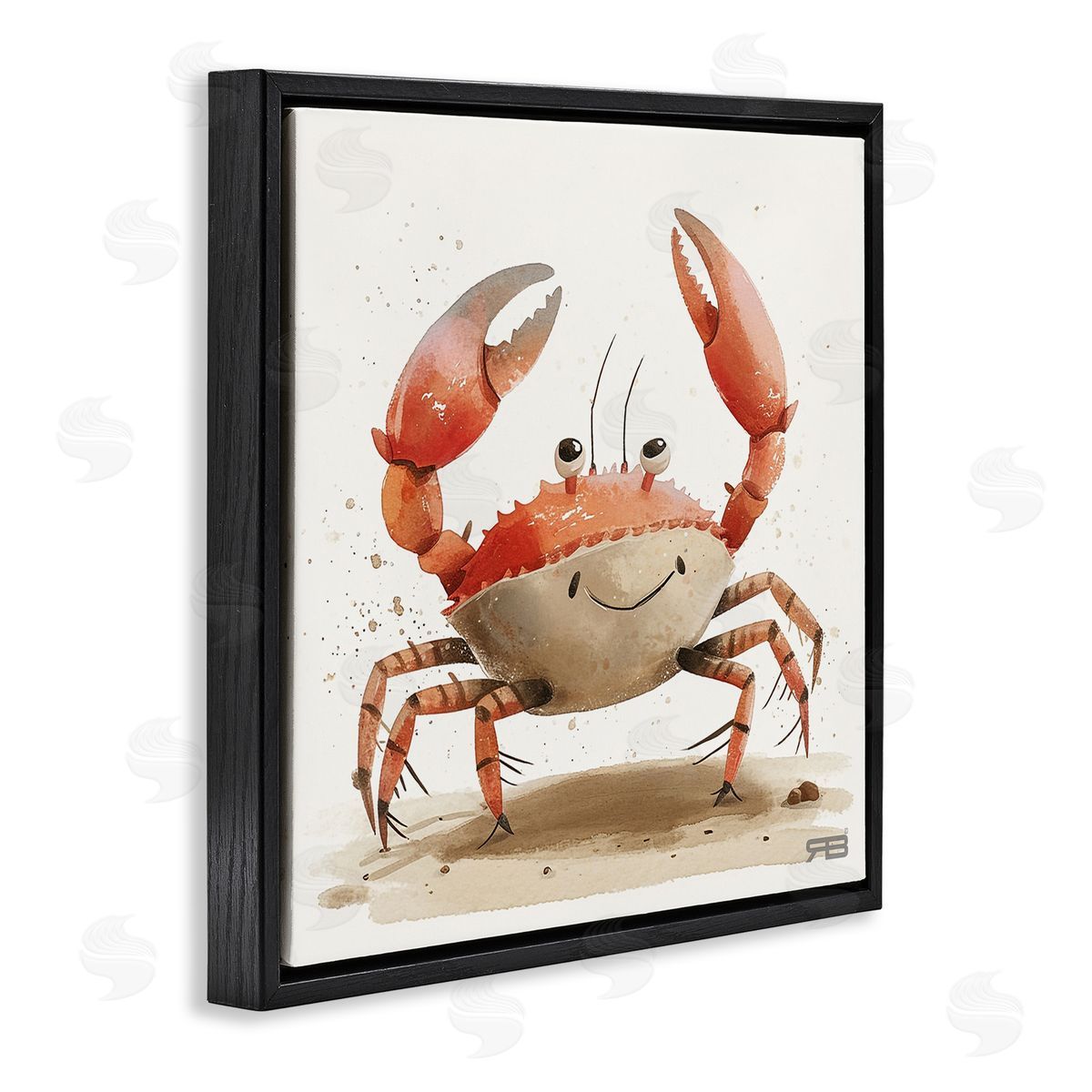 RB Happy Beach Crab Black Floating Frame Canvas Wall Art Print