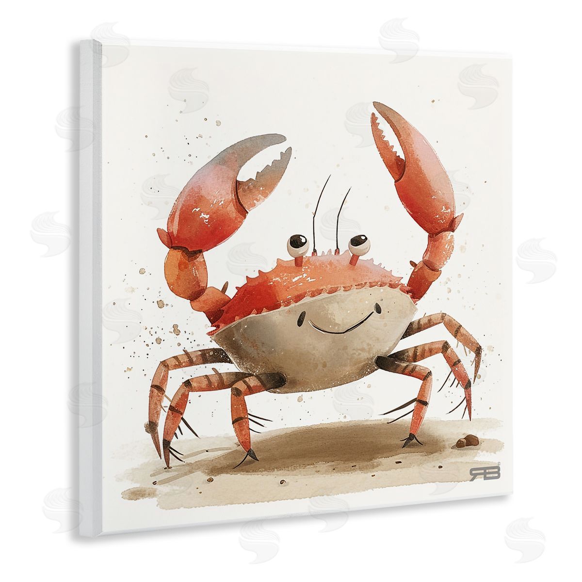 RB Happy Beach Crab Wooden Wall Plaque Art Print