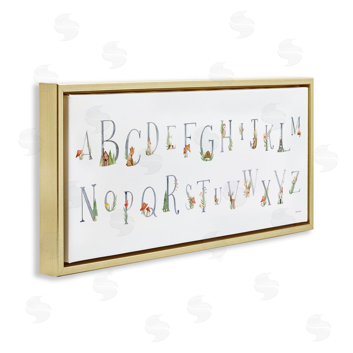 Country Cottage Alphabet Gold Floating Frame Canvas Wall Art, Home Decor by Rachel Nieman