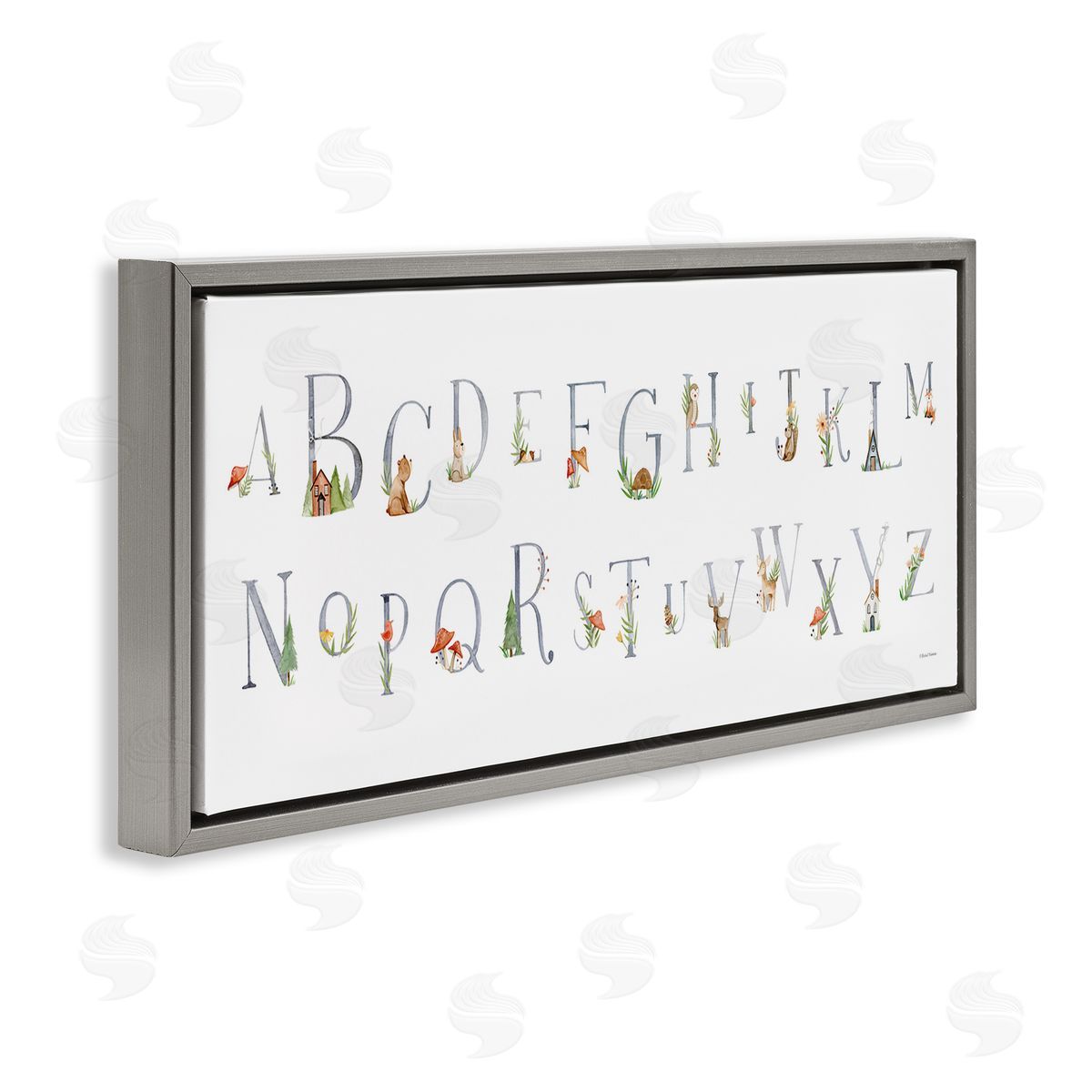 Country Cottage Alphabet Grey Floating Frame Canvas Wall Art, Home Decor by Rachel Nieman
