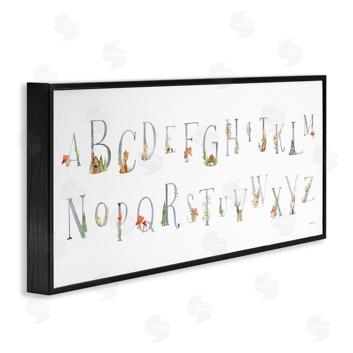 Country Cottage Alphabet Black Frame Print Wall Art, Home Decor by Rachel Nieman