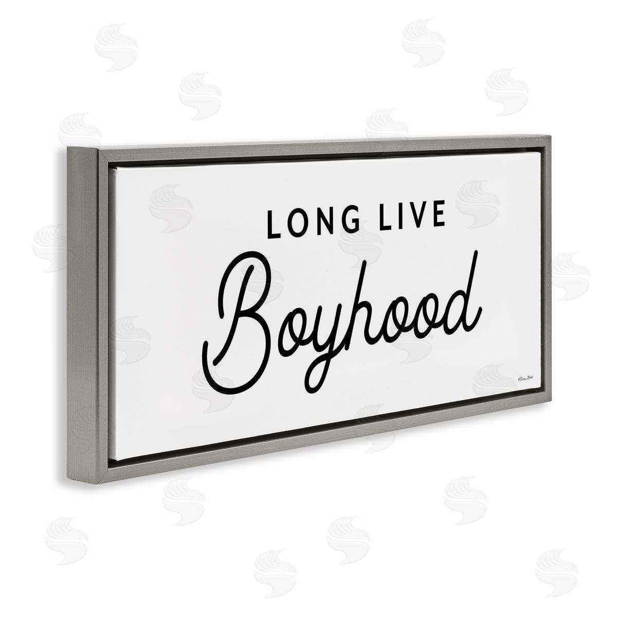 Long Live Boyhood Grey Floating Frame Canvas Wall Art, Home Decor by Susan Ball