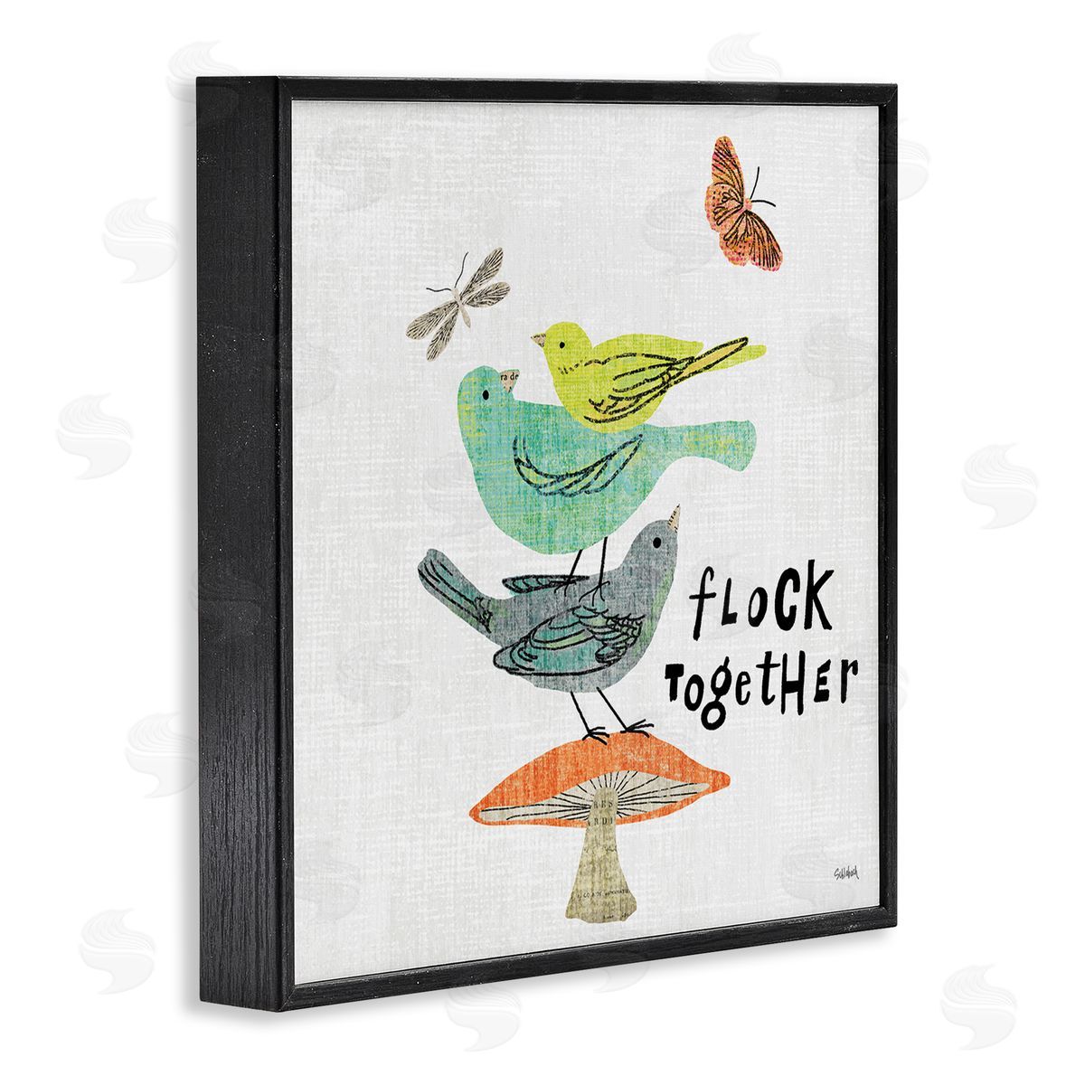 Sue Schlabach Flock Together Birds Black Framed Giclee Wall Art Print
