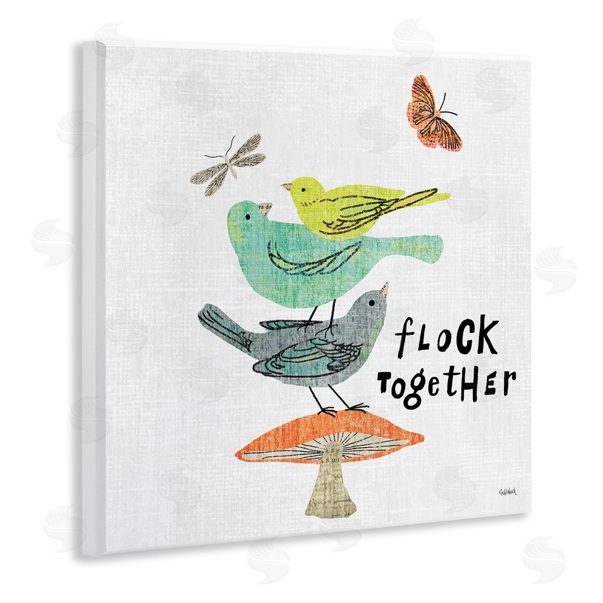 Sue Schlabach Flock Together Birds Wooden Wall Plaque Art Print