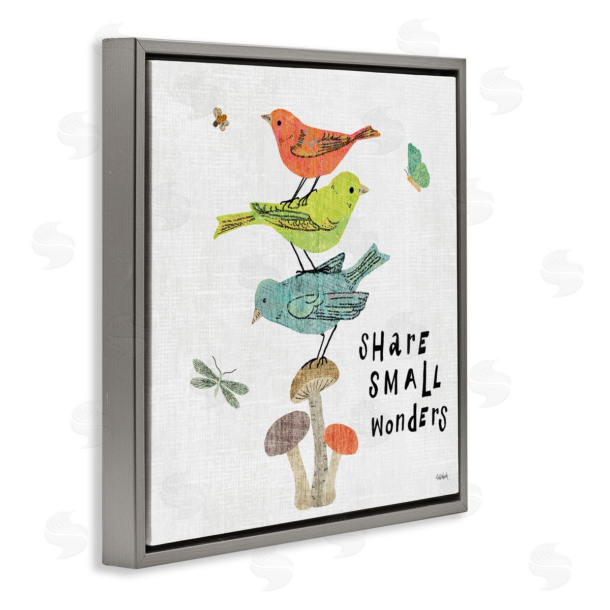 Sue Schlabach Small Wonders Phrase Gray Floating Frame Canvas Wall Art Print
