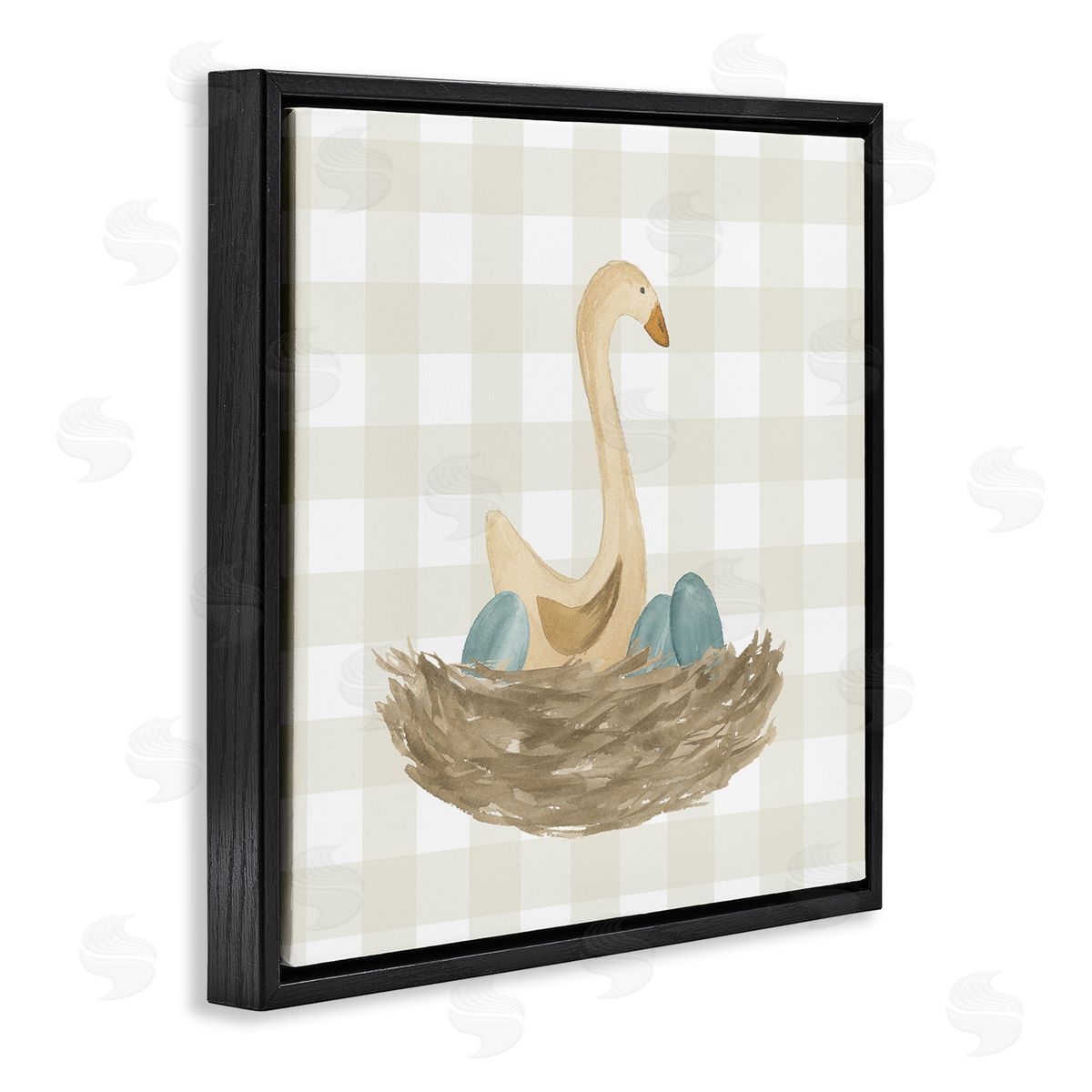 Lucille Price Duck & Eggs Nest Black Floating Frame Canvas Wall Art Print