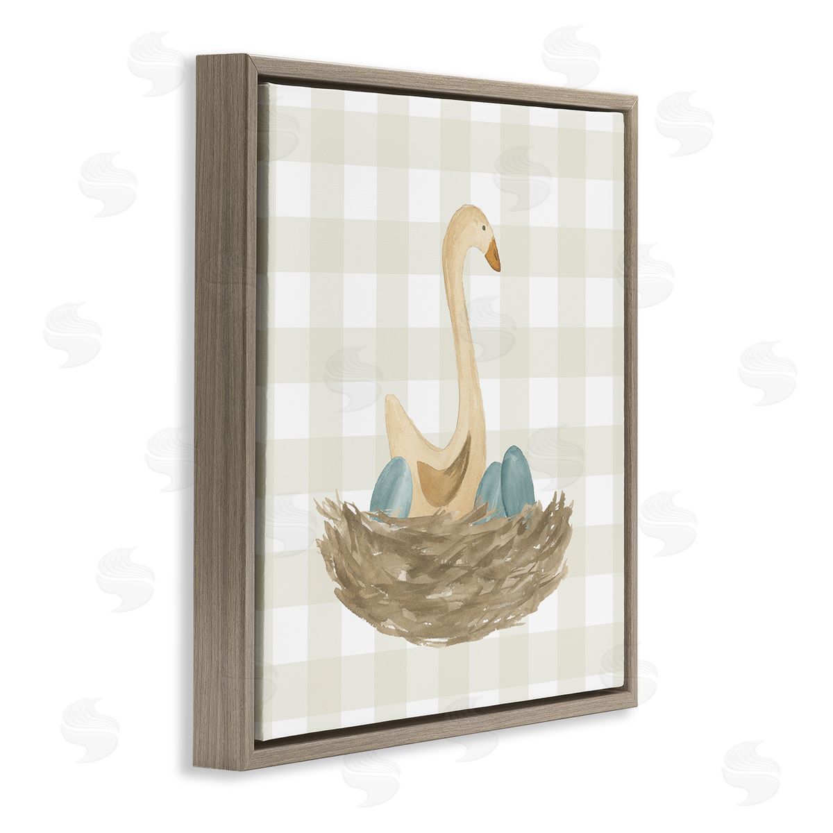 Lucille Price Duck & Eggs Nest Brown Floating Frame Canvas Wall Art Print