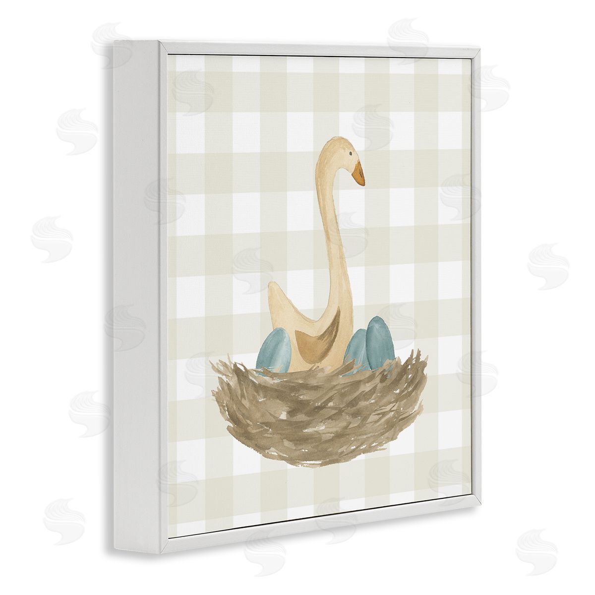 Lucille Price Duck & Eggs Nest White Framed Giclee Wall Art Print