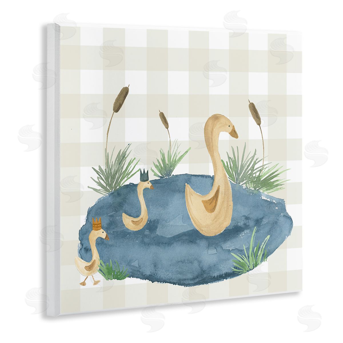Lucille Price Duck Family in Pond Wooden Wall Plaque Art Print