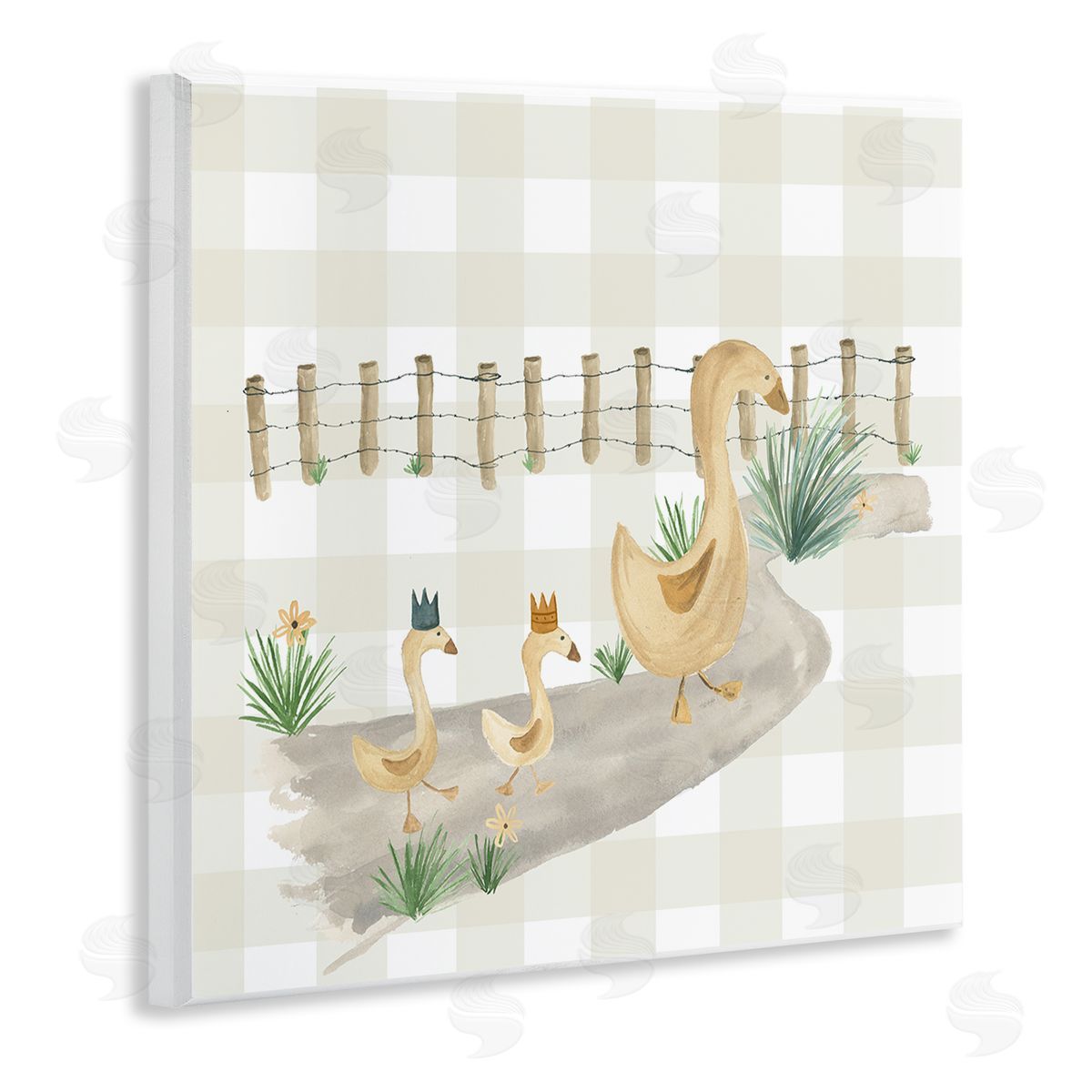 Lucille Price Duck Family Strolling Wooden Wall Plaque Art Print