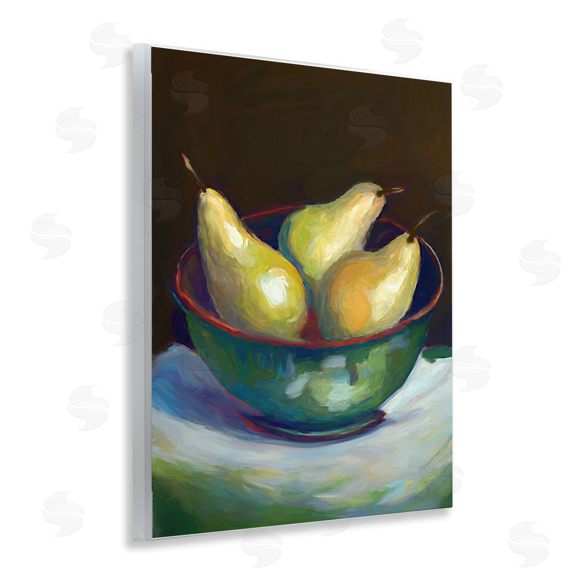 Traditional Pear Bowl Wood Plaque Wall Art, Home Decor by Ramona Murdock