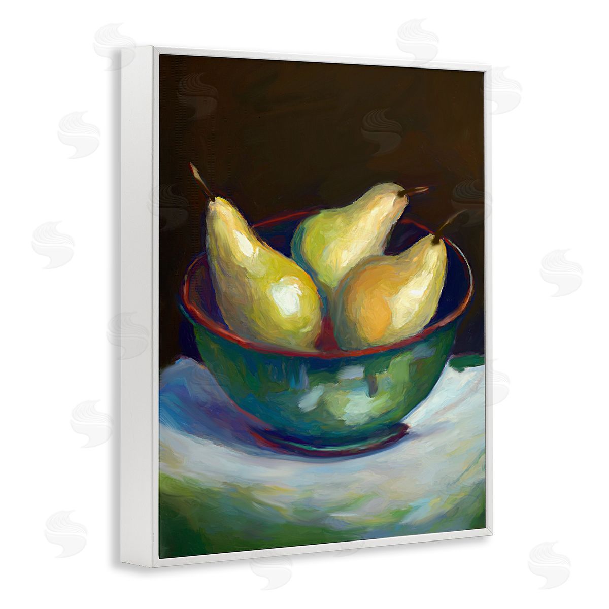 Traditional Pear Bowl White Frame Print Wall Art, Home Decor by Ramona Murdock