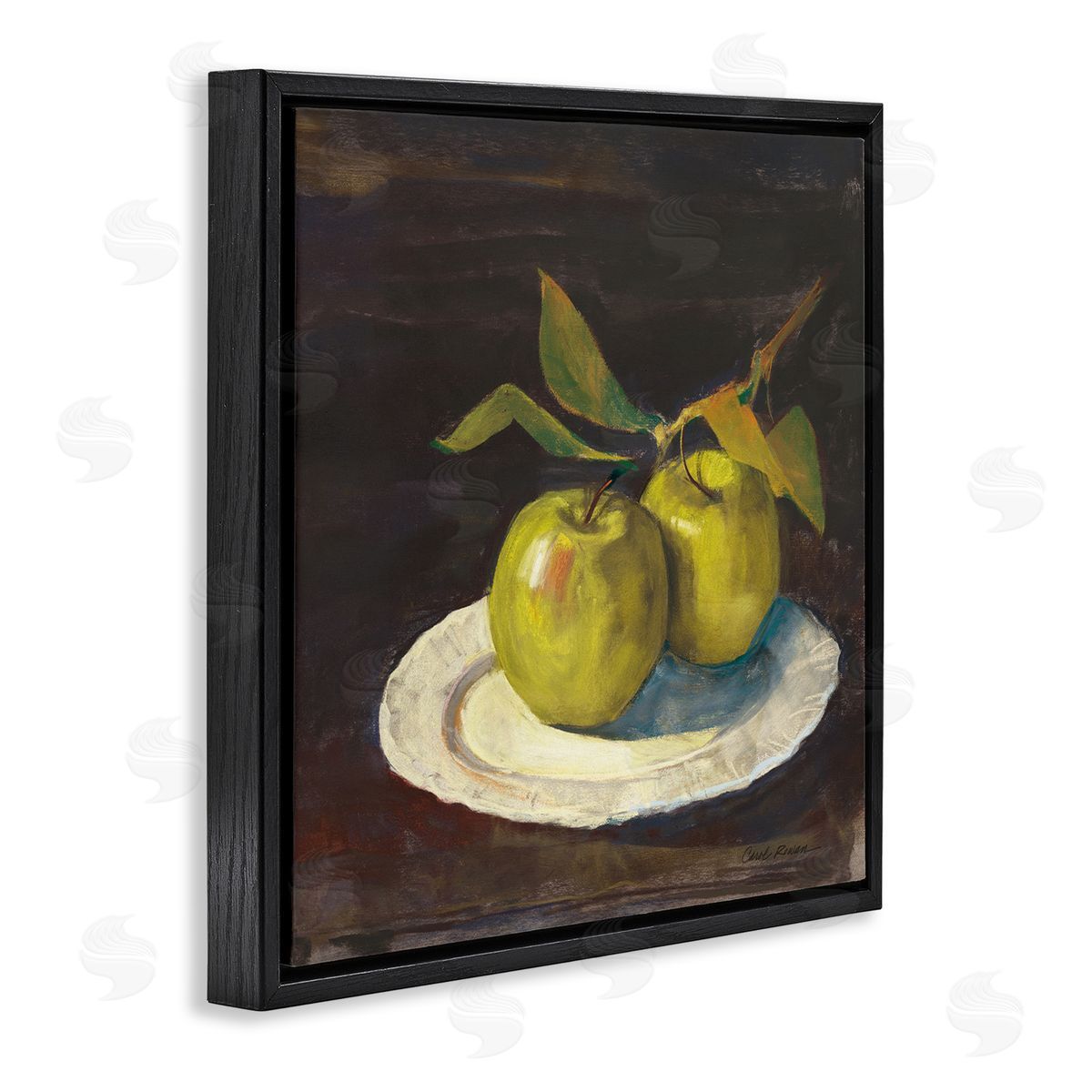 Carol Rowan Green Apple Still Life Black Floating Frame Canvas Wall Art Print