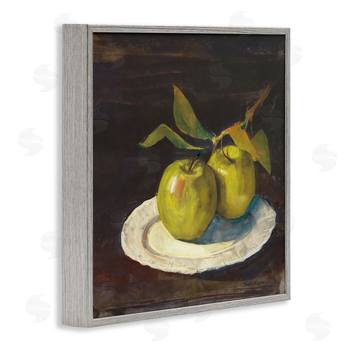 Carol Rowan Green Apple Still Life Gray Framed Giclee Wall Art Print