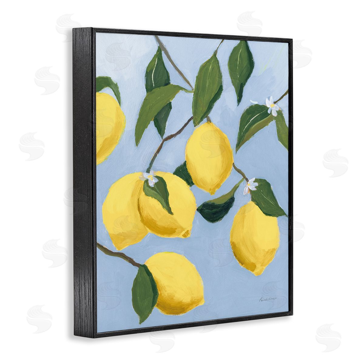 Winding Lemon Tree Black Frame Print Wall Art, Home Decor by Pamela Munger
