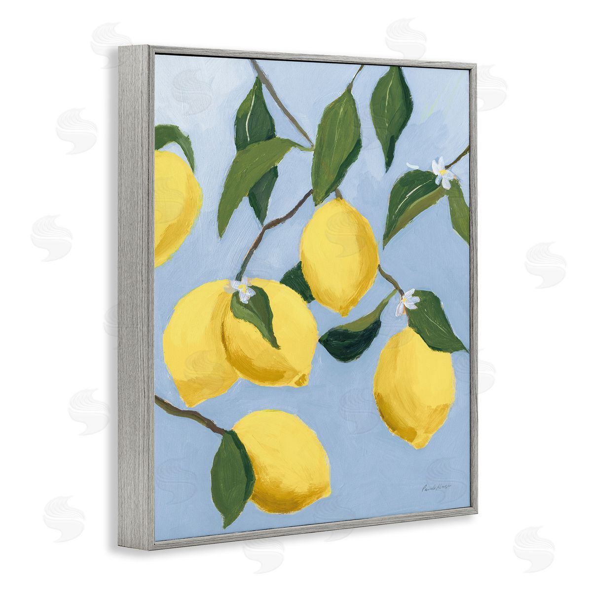 Winding Lemon Tree Grey Frame Print Wall Art, Home Decor by Pamela Munger
