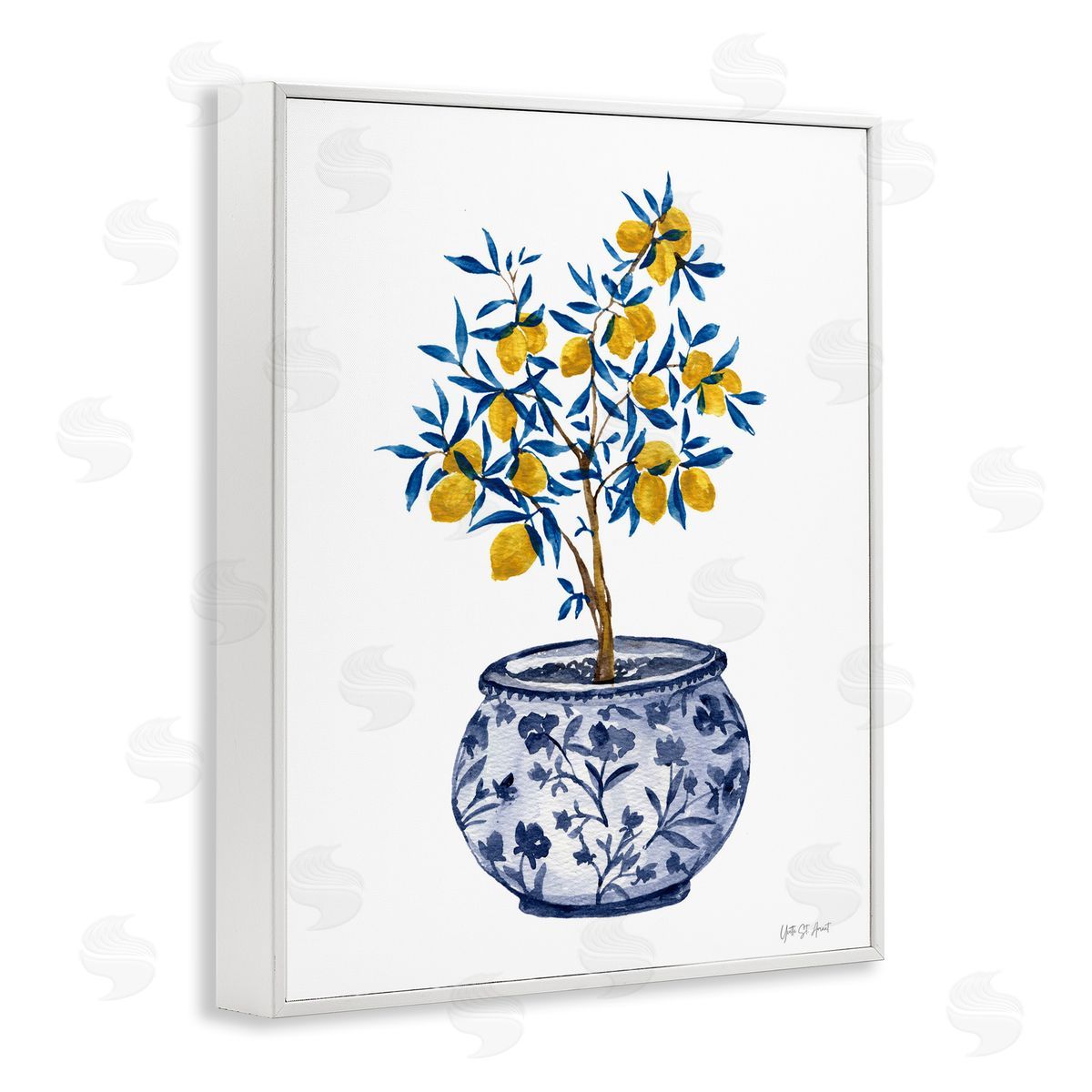 Lemon Tree in Chinoiserie White Frame Print Wall Art, Home Decor by Yvette St. Amant