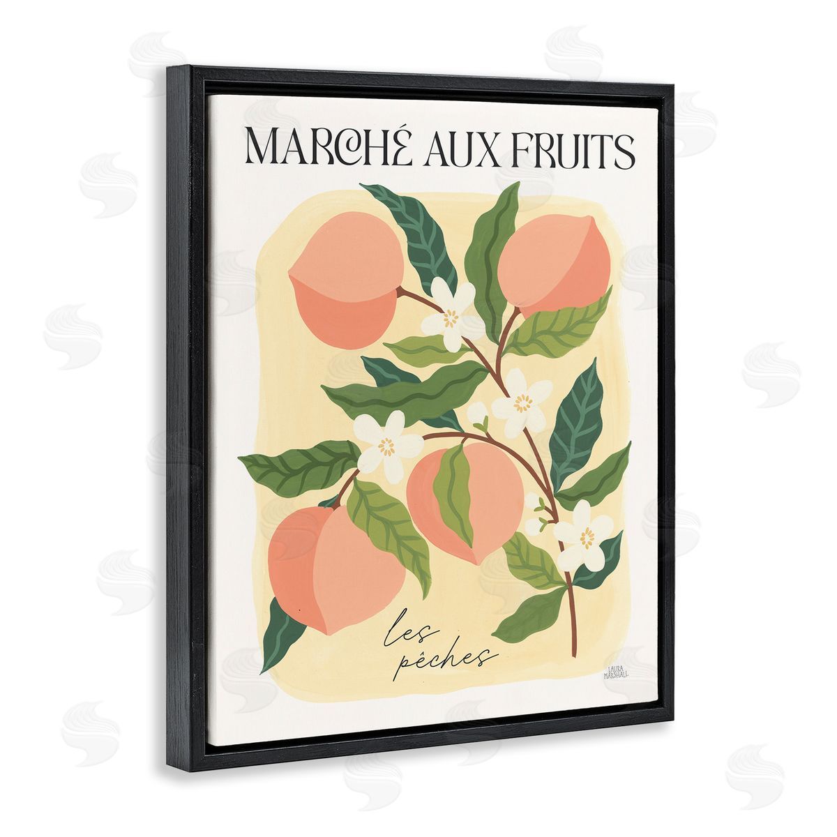 Marche Aux Peaches Black Floating Frame Canvas Wall Art, Home Decor by Wild Apple Portfolio