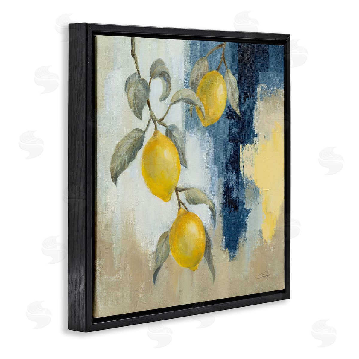 Silvia Vassileva Lemons From South Black Floating Frame Canvas Wall Art Print