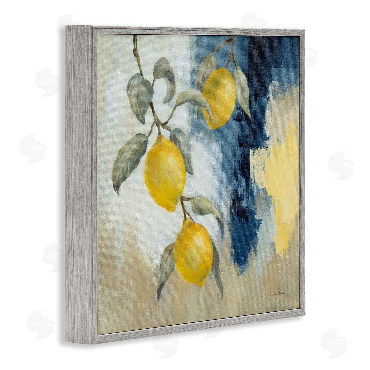 Silvia Vassileva Lemons From South Gray Framed Giclee Wall Art Print