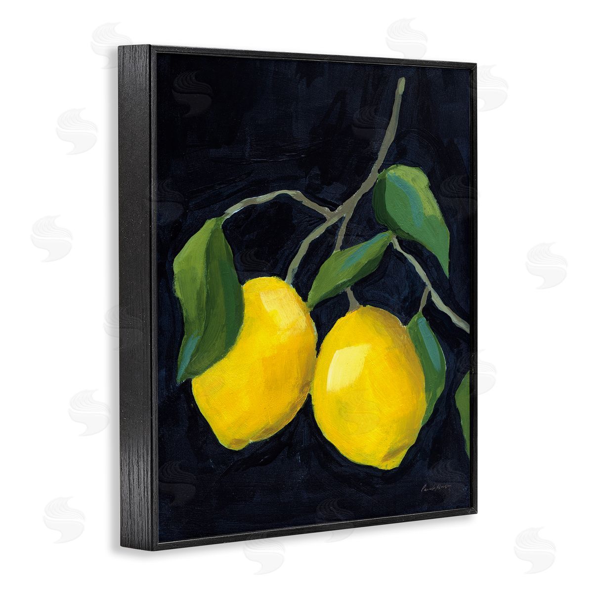 Two Lemons on Black Black Frame Print Wall Art, Home Decor by Pamela Munger