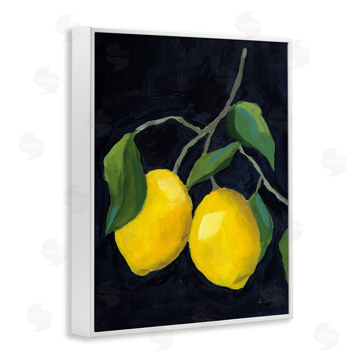 Two Lemons on Black White Frame Print Wall Art, Home Decor by Pamela Munger