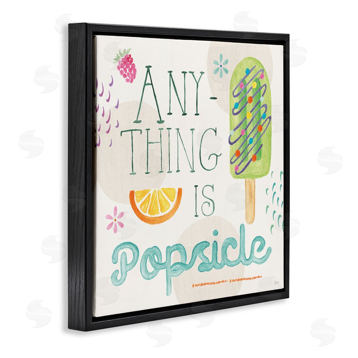 Veronique Charron Anything Is Popsicle Black Floating Frame Canvas Wall Art Print