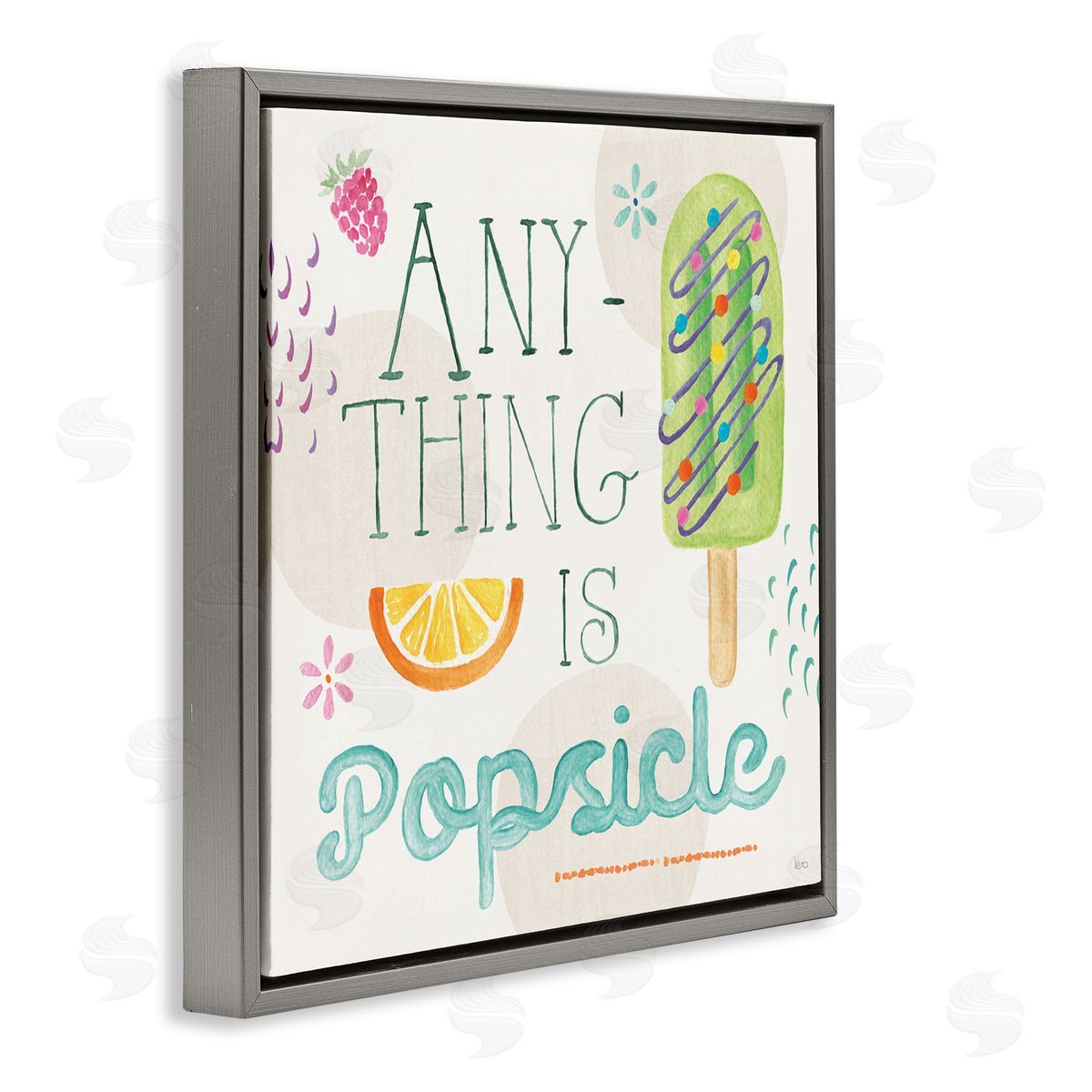 Veronique Charron Anything Is Popsicle Gray Floating Frame Canvas Wall Art Print