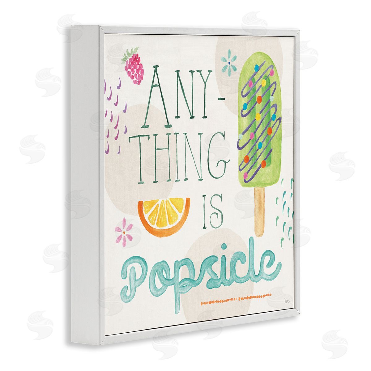 Veronique Charron Anything Is Popsicle White Framed Giclee Wall Art Print
