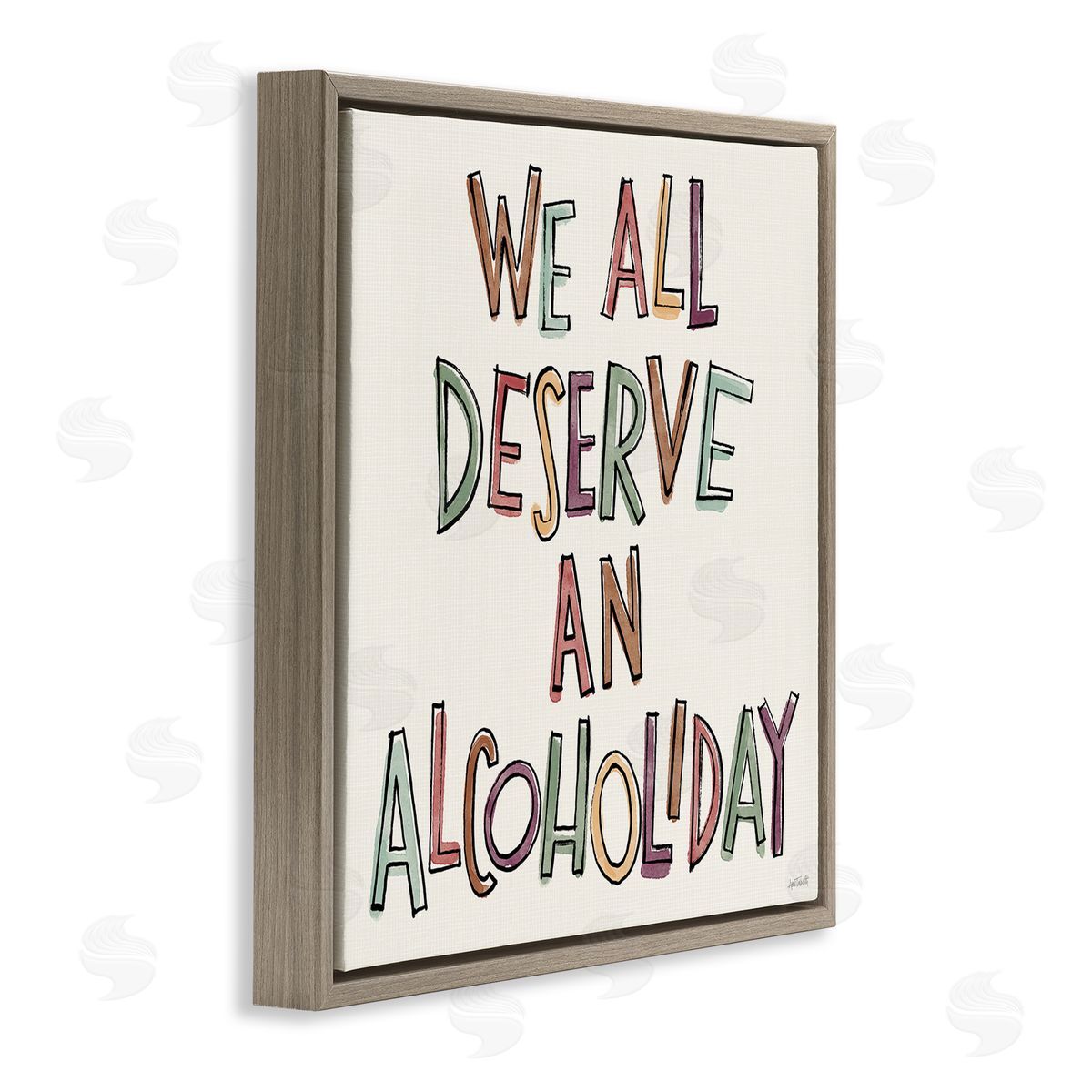 Anne Tavoletti Alcoholiday Funny Phrase Brown Floating Frame Canvas Wall Art Print
