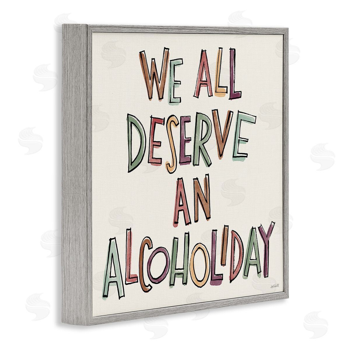 Anne Tavoletti Alcoholiday Funny Phrase Gray Framed Giclee Wall Art Print