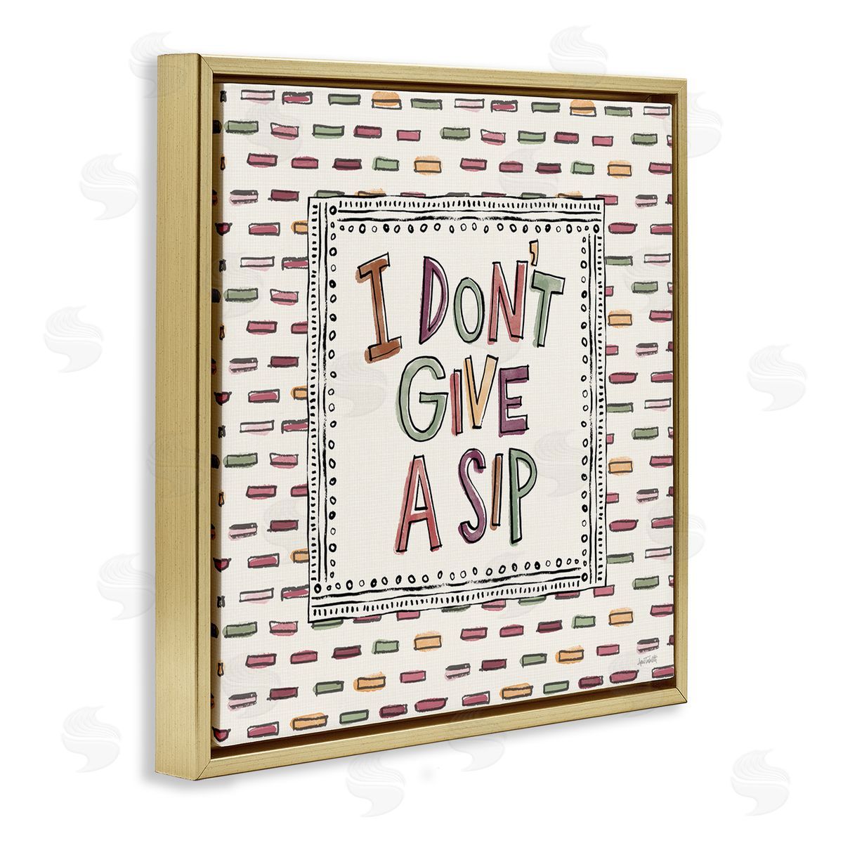 Anne Tavoletti Wine Sip Sentiment Gold Floating Frame Canvas Wall Art Print