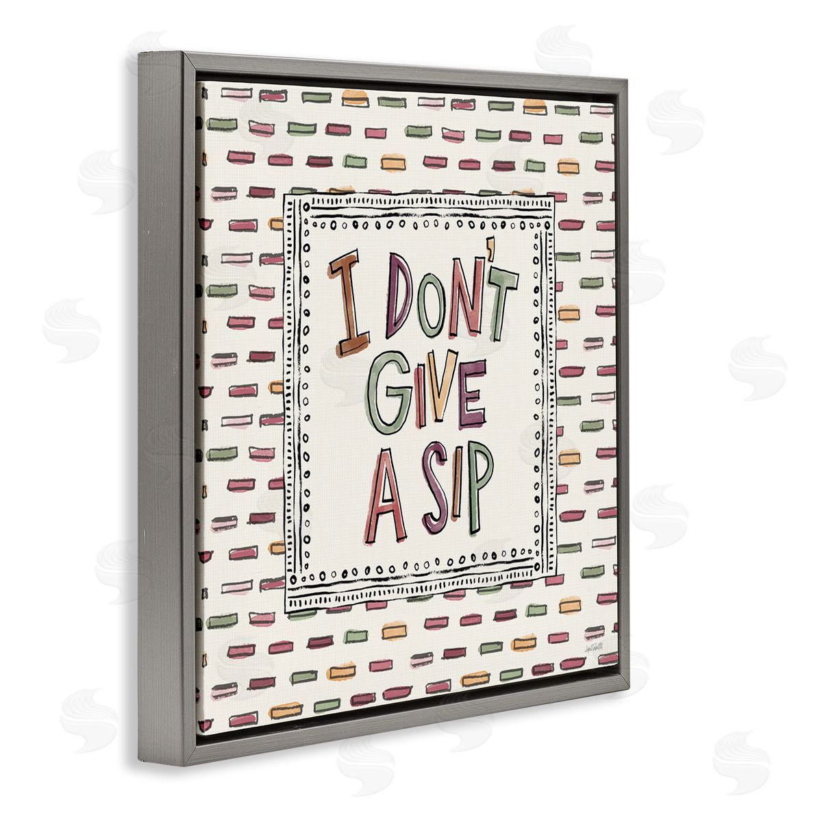 Anne Tavoletti Wine Sip Sentiment Gray Floating Frame Canvas Wall Art Print