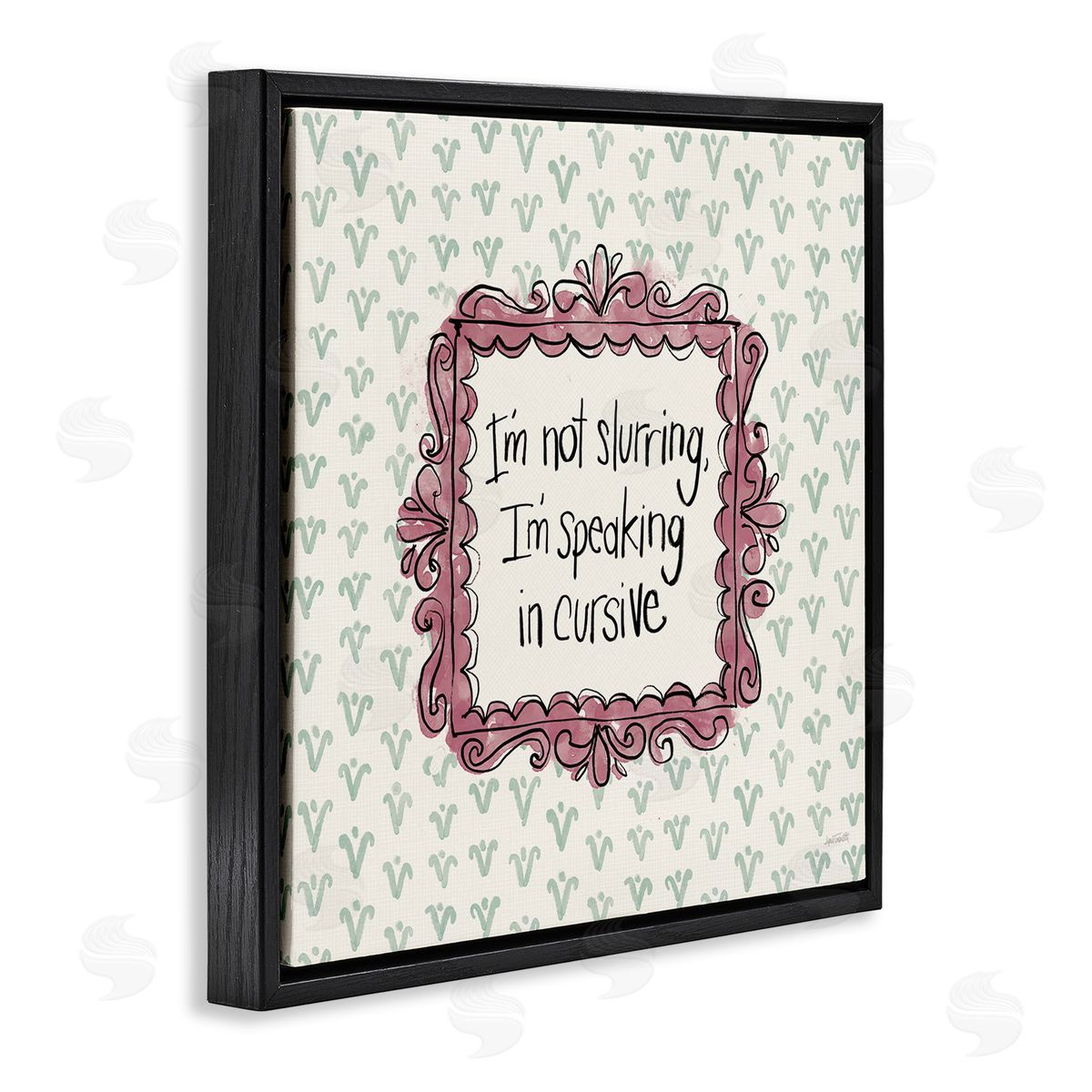 Anne Tavoletti Speaking In Cursive Black Floating Frame Canvas Wall Art Print