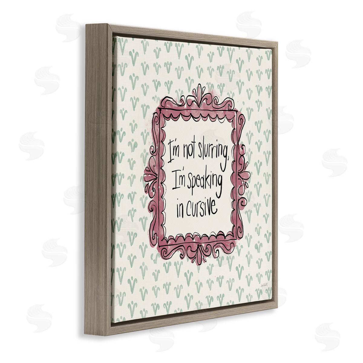 Anne Tavoletti Speaking In Cursive Brown Floating Frame Canvas Wall Art Print
