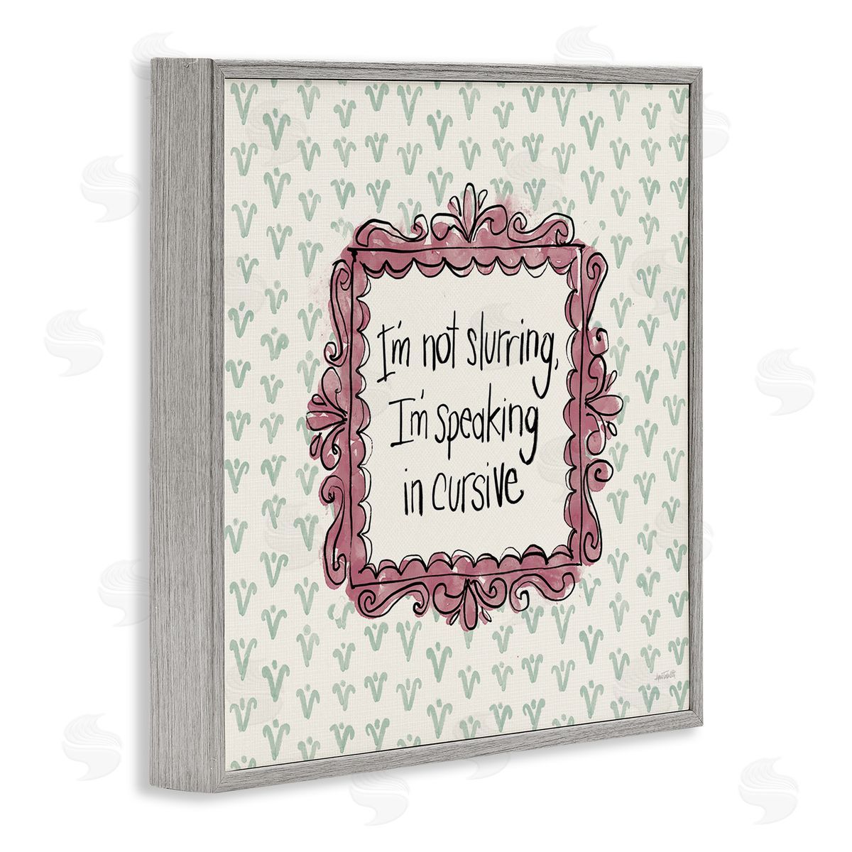 Anne Tavoletti Speaking In Cursive Gray Framed Giclee Wall Art Print