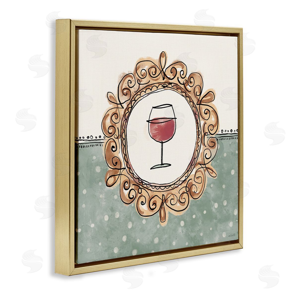 Anne Tavoletti Wine with Classic Border Gold Floating Frame Canvas Wall Art Print