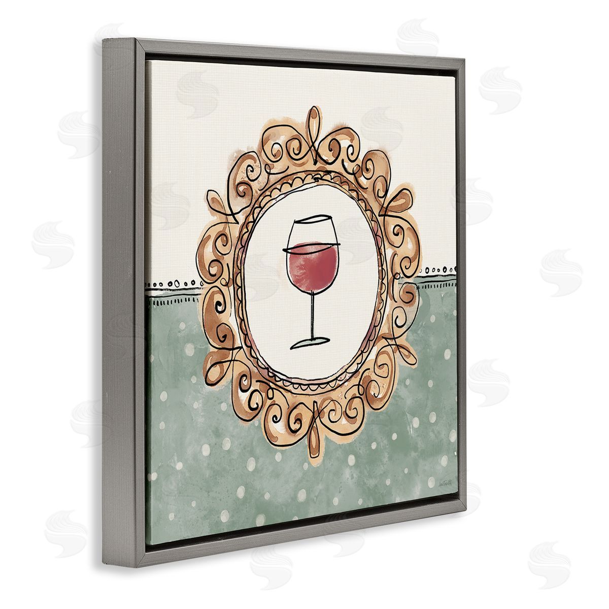 Anne Tavoletti Wine with Classic Border Gray Floating Frame Canvas Wall Art Print